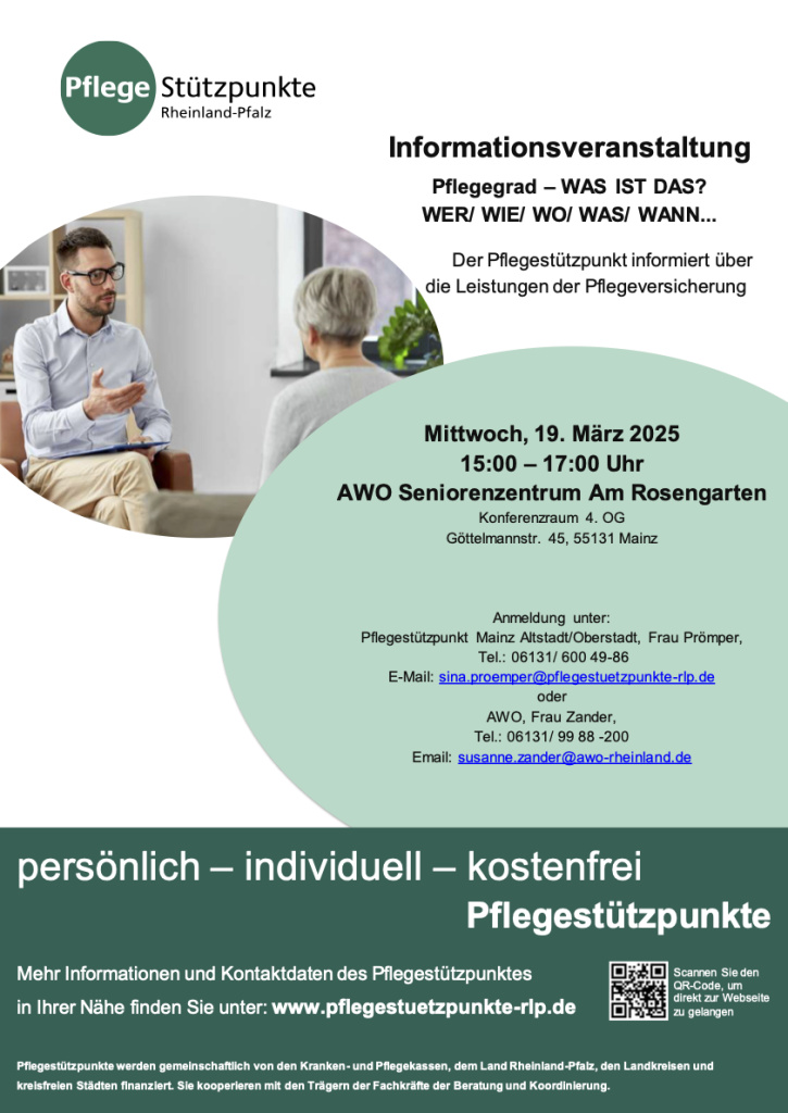 Flyer: Vortrag Informationsveranstaltung Pflegegrad – WAS IST DAS?